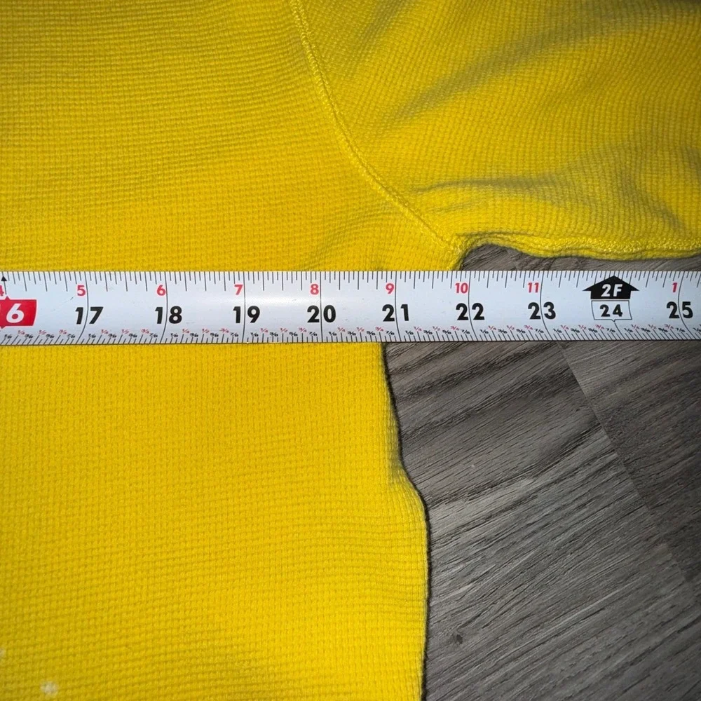 Polo Ralph Lauren Mens XL Yellow Waffle Knit Thermal Long Sleeve Shirt Navy Pony - Picture 7 of 9